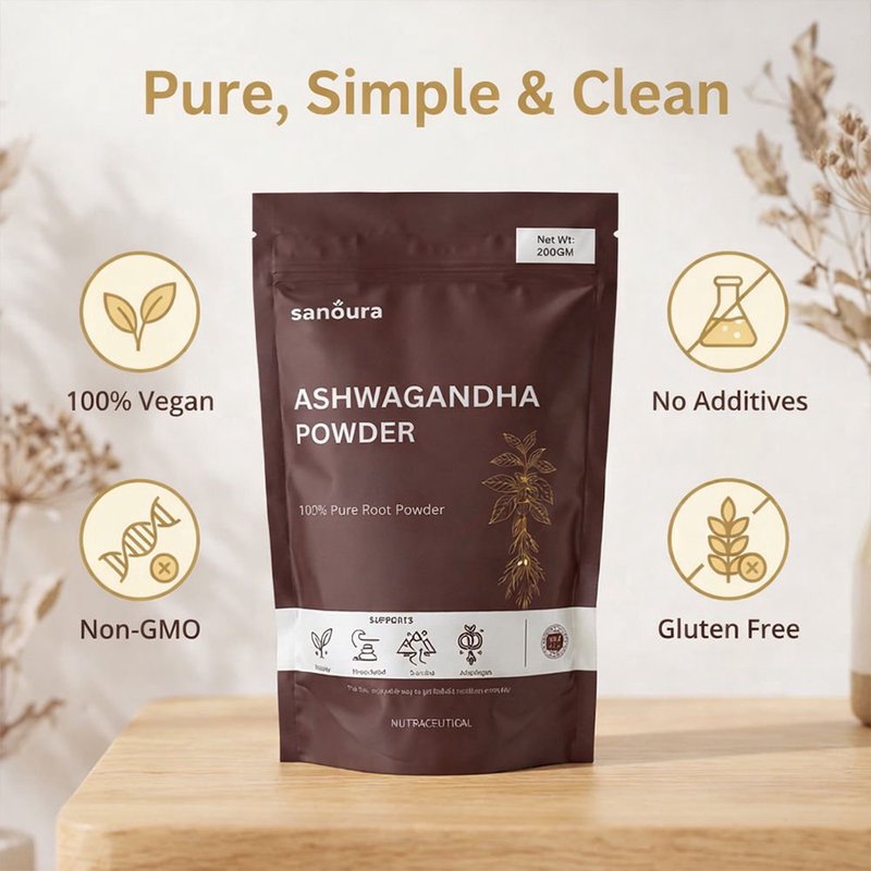 Sanoura Ashwagandha Root Powder | 100% Pure Natural Ayurvedic Herb | Stress Relief, Energy & Stamina Booster | Supports Immunity, Strength, Focus & Better Sleep | Herbal Wellness Supplement for Men & Women | Raw Ashwagandha Powder for Daily Health & Vitality thumbnail 2