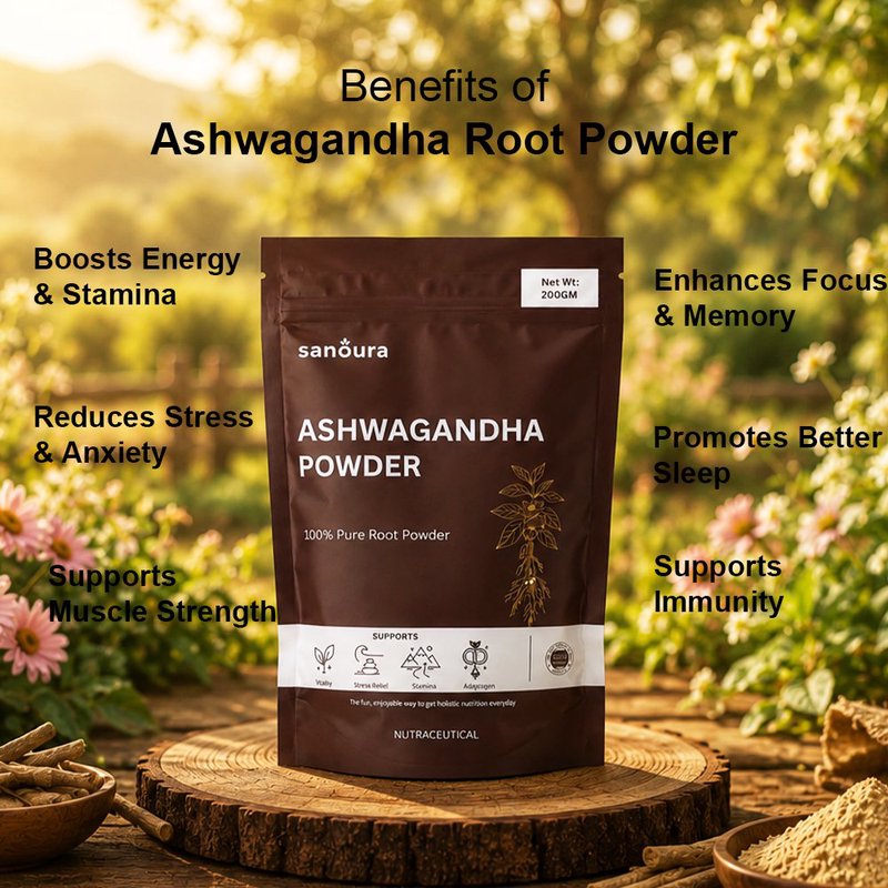 Sanoura Ashwagandha Root Powder | 100% Pure Natural Ayurvedic Herb | Stress Relief, Energy & Stamina Booster | Supports Immunity, Strength, Focus & Better Sleep | Herbal Wellness Supplement for Men & Women | Raw Ashwagandha Powder for Daily Health & Vitality thumbnail 5