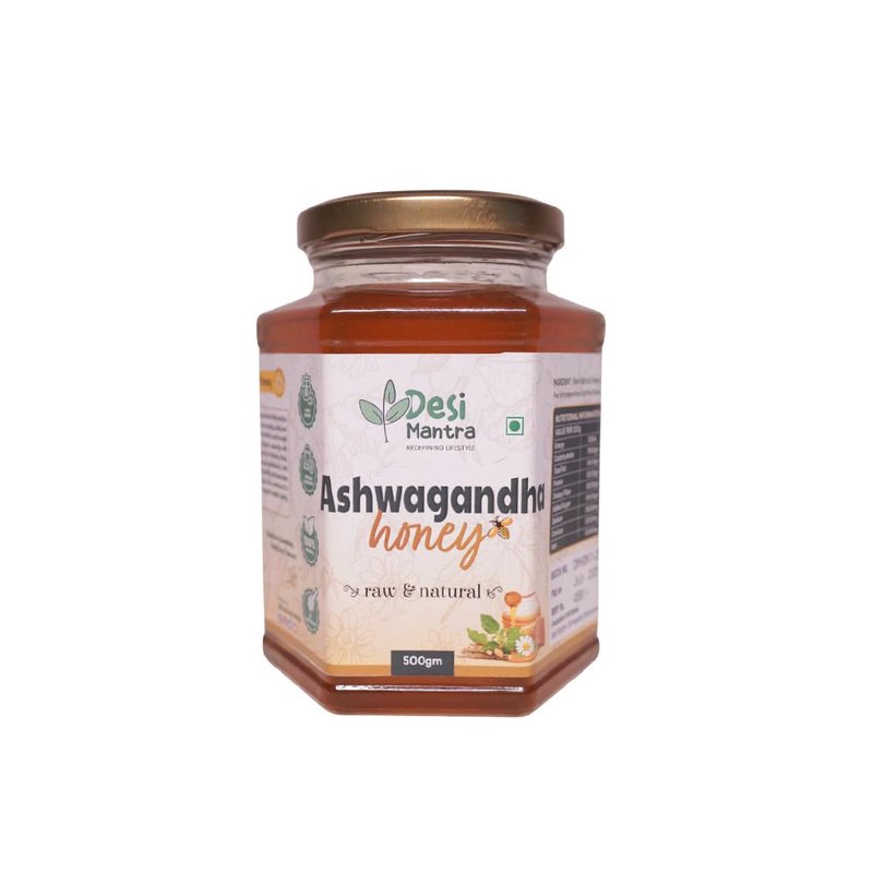 Desi Mantra Ashwagandha Infused Honey | Pure Natural Honey with Ashwagandha | Raw & Unprocessed Wellness Blend | No Added Sugar | Daily Energy & Healthy Lifestyle Support