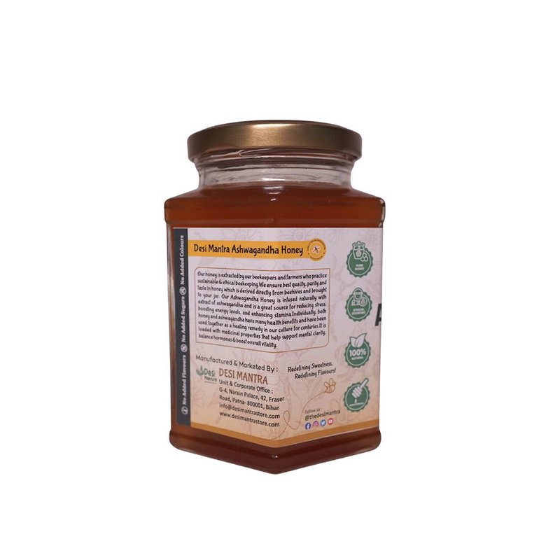 Desi Mantra Ashwagandha Infused Honey | Pure Natural Honey with Ashwagandha | Raw & Unprocessed Wellness Blend | No Added Sugar | Daily Energy & Healthy Lifestyle Support thumbnail 2