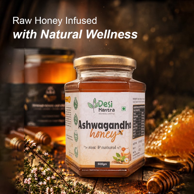Desi Mantra Ashwagandha Infused Honey | Pure Natural Honey with Ashwagandha | Raw & Unprocessed Wellness Blend | No Added Sugar | Daily Energy & Healthy Lifestyle Support thumbnail 5