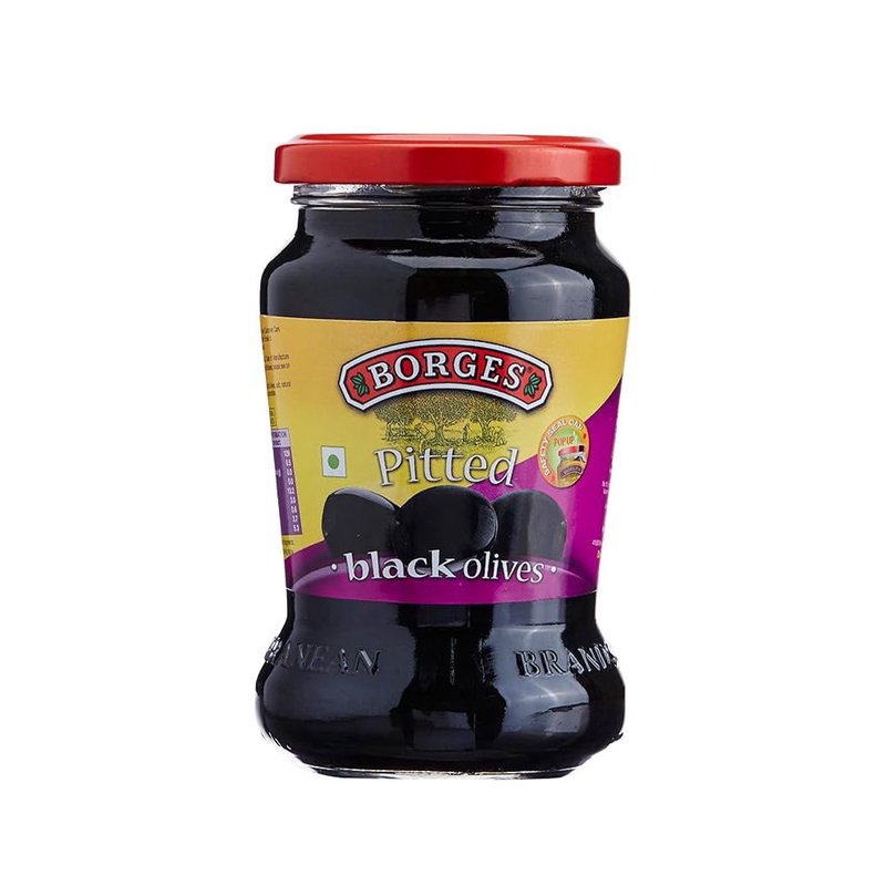 Borges Pitted Black Olives | Premium Seedless Black Olives | Ready-to-Eat | Perfect for Pizza, Pasta, Salads, Sandwiches & Mediterranean Recipes | 430g