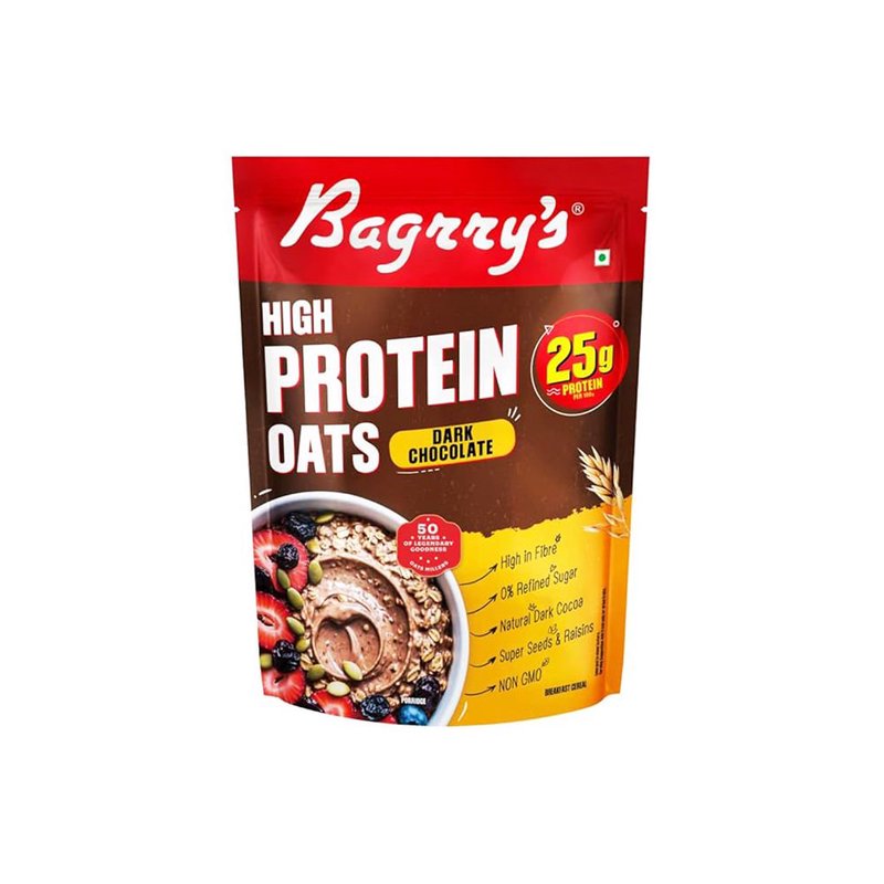 Bagrry’s Protein Oats Dark Chocolate 750 GM | High Protein Breakfast Cereal | Delicious Dark Chocolate Oats | Fiber Rich Healthy Meal for Daily Nutrition & Energy