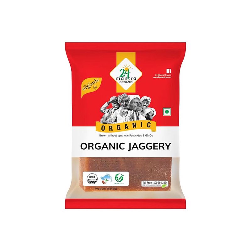 24 Mantra Organic Jaggery | Natural Cane Gur | Unrefined Sweetener | Perfect for Tea, Sweets & Cooking