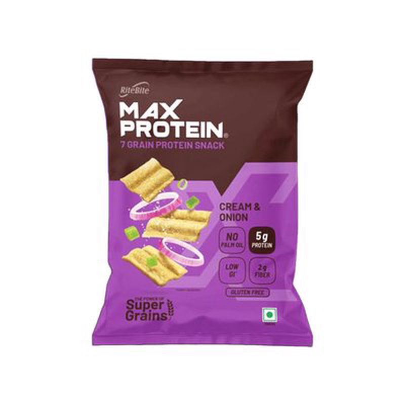 RiteBite Namkeen Cream & Onion | 7 Grain Protein Snack | High Protein | Made with 7 Nutritious Grains | Crispy & Crunchy | Ready-to-Eat | 100% Vegetarian