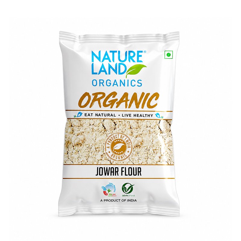 Natureland Organics Jowar (Sorghum) Flour 500g | Pure Organic Jowar Atta | High In Fibre And Plant Protein Millet Flour For Rotis, Bhakri, Cheela & Baking