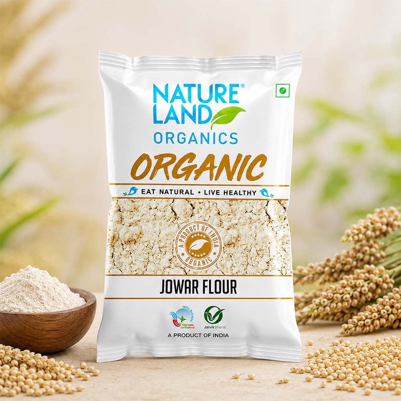 Natureland Organics Jowar (Sorghum) Flour 500g | Pure Organic Jowar Atta | High In Fibre And Plant Protein Millet Flour For Rotis, Bhakri, Cheela & Baking