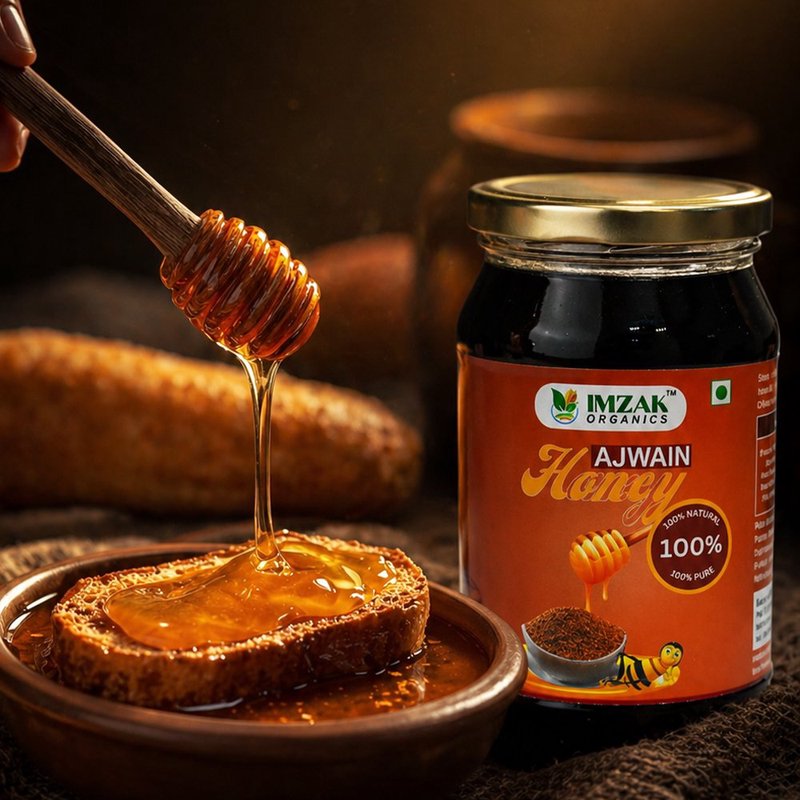 Imzak Ajwain Honey | Pure Raw & Unprocessed Natural Honey | Infused with Ajwain Goodness | Rich in Antioxidants, Minerals & Natural Enzymes | Herbal Honey for Digestion, Immunity, Sore Throat & Daily Wellness | Healthy Natural Sweetener thumbnail 3