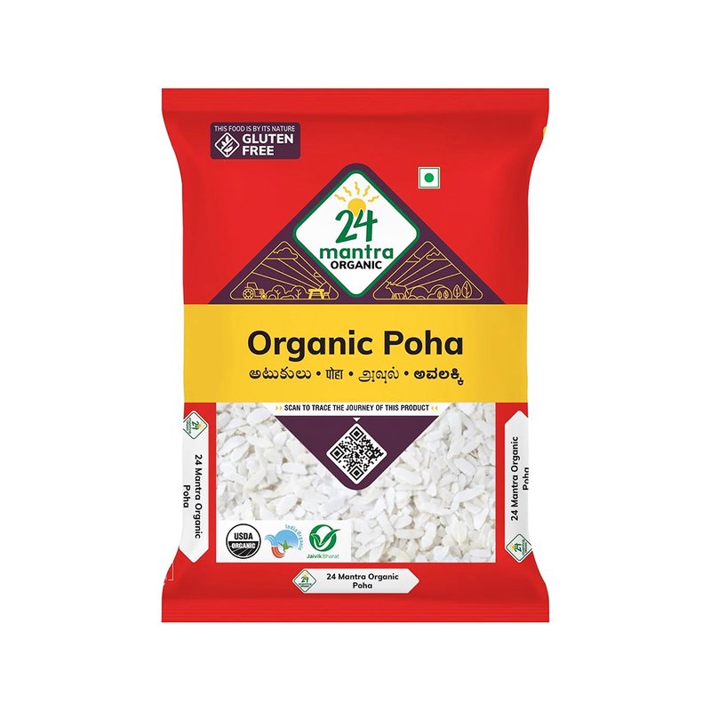 24 Mantra Organic Poha | Premium Flattened Rice | Light & Easy-to-Cook Breakfast Staple