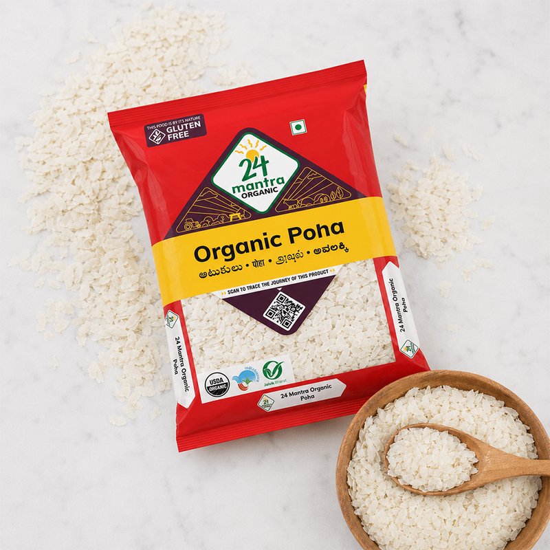 24 Mantra Organic Poha | Premium Flattened Rice | Light & Easy-to-Cook Breakfast Staple