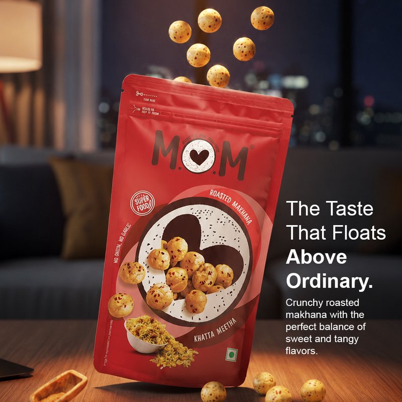 MOM Khatta Meetha Makhana 62g | Roasted Fox Nuts | Flavored Makhana - Sweet & Tangy | Ready-To-Eat Healthy Snack