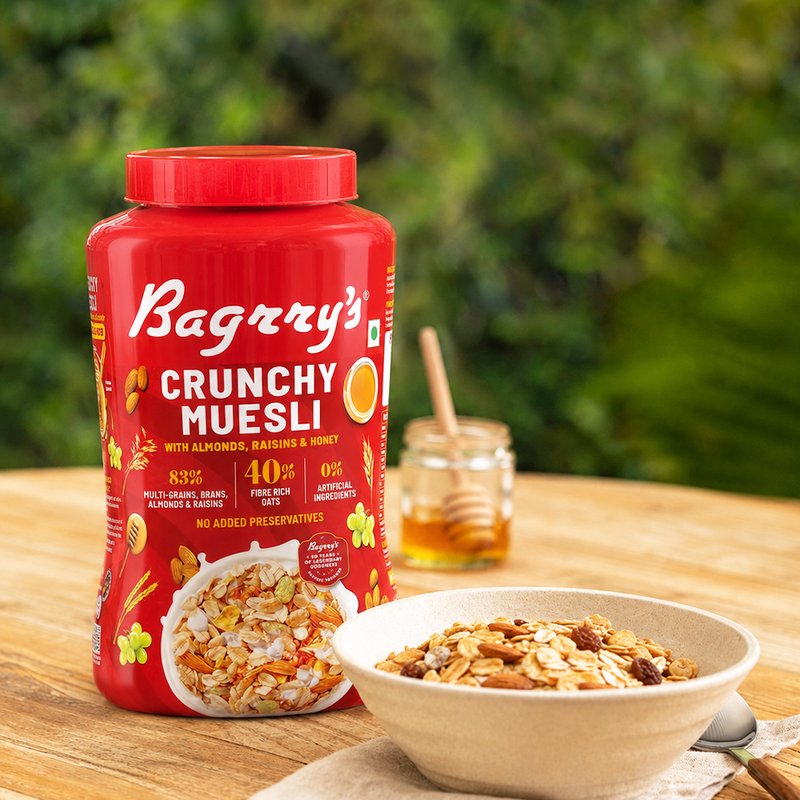 Bagrry's Crunchy Muesli | High-Fibre Breakfast Cereal with Whole Grains & Crunchy Clusters | Nutritious Breakfast for Energy, Digestion & Daily Wellness