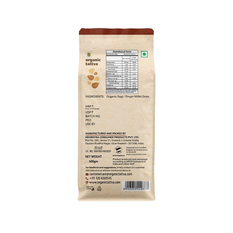 Organic Tattva Ragi Flour | Organic Finger Millet Flour | Calcium-Rich Millet Atta | Goodness of Millets in Everyday Flour thumbnail 2