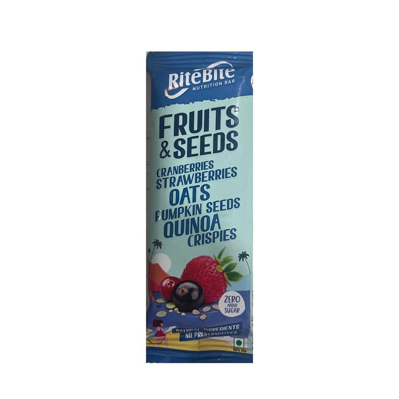 RiteBite Max Protein Multigrain Fruits & Seeds Energy Bar | Containing Strawberries & Pumpkin Seeds, Cranberries, Raisins, Chia & Flax Seeds | Oats, Quinoa & Brown Rice | Healthy Snack Option