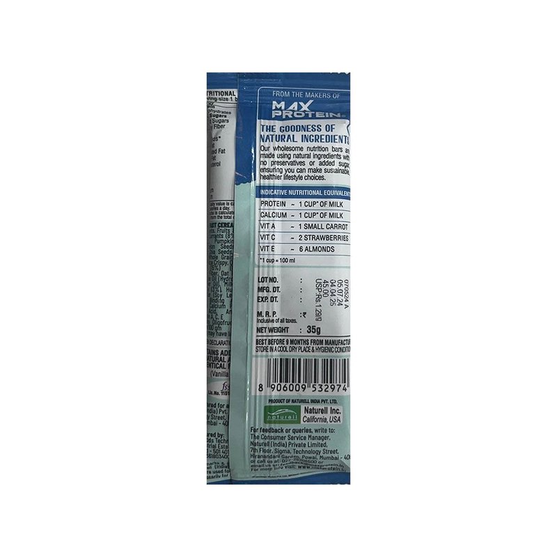 RiteBite Max Protein Multigrain Fruits & Seeds Energy Bar | Containing Strawberries & Pumpkin Seeds, Cranberries, Raisins, Chia & Flax Seeds | Oats, Quinoa & Brown Rice | Healthy Snack Option thumbnail 2