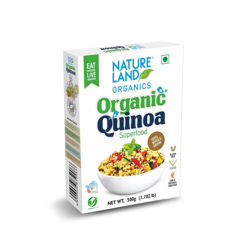 Natureland Organics Quinoa 500g | 100% Organic White Quinoa Seeds | High Protein Super Grain Rich in Fibre for Salads, Bowls & Everyday Meals