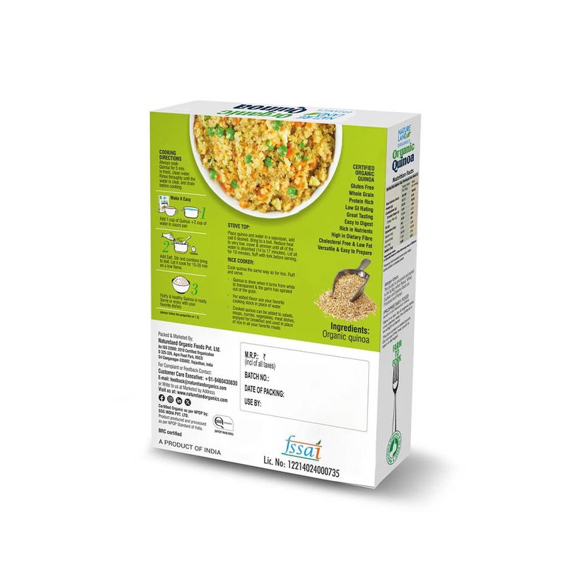 Natureland Organics Quinoa 500g | 100% Organic White Quinoa Seeds | High Protein Super Grain Rich in Fibre for Salads, Bowls & Everyday Meals thumbnail 2