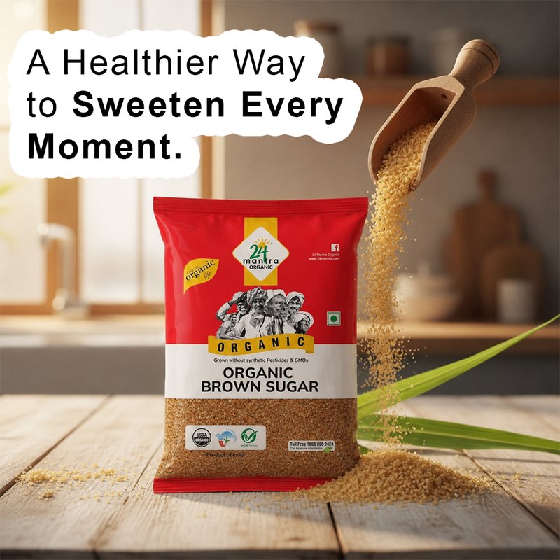24 Mantra Organic Bura Brown Sugar | Desi Bura Sugar | Natural Cane Sugar | Fine Grain Sweetener | 100% Organic