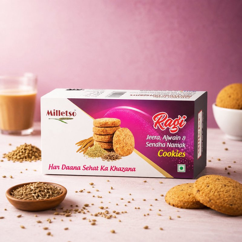 Milletso Jeera Ajwain Cookies | Crunchy & Flavorful Healthy Cookies | Digestive Biscuits with Cumin & Carom Seeds | Fiber Rich Tea Time Snack | No Maida Cookies | Traditional Indian Healthy Biscuits for Kids & Adults thumbnail 4