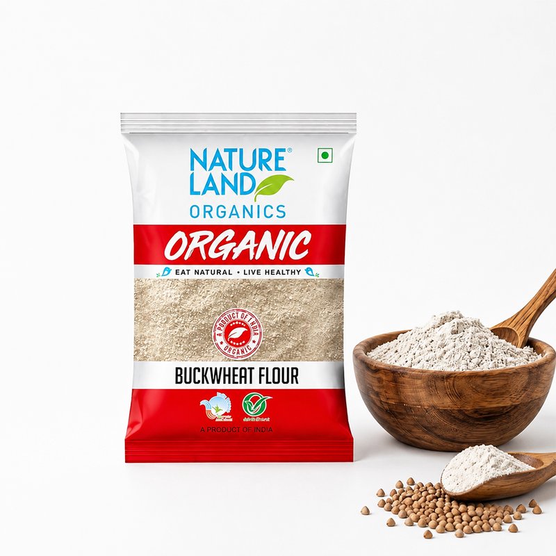 Natureland Organics Buckwheat Flour (Kuttu Atta) 500g | 100% Organic Flour | Protein & Fibre Rich Flour for Rotis, Pancakes, Fasting Recipes & Baking