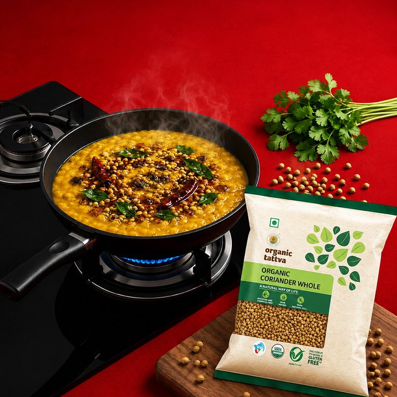 Organic Tattva Coriander Whole | Organic Whole Coriander Seeds | Premium Dhania Seeds | Aromatic Spice For Daily Use