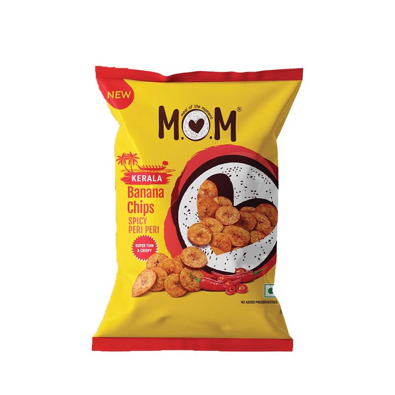 MOM Peri Peri Banana Chips 75g | Super Thin & Crispy Kerala Style Banana Chips | Spicy Peri Peri Flavoured | No Artificial Flavours | Zero Trans Fat