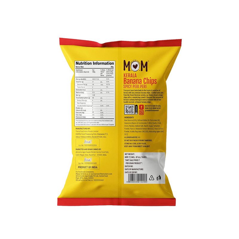 MOM Peri Peri Banana Chips 75g | Super Thin & Crispy Kerala Style Banana Chips | Spicy Peri Peri Flavoured | No Artificial Flavours | Zero Trans Fat thumbnail 2