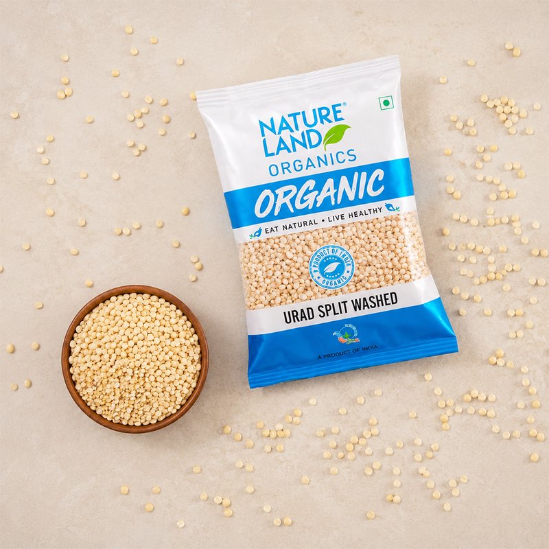 Natureland Organics Urad Split Washed 500g | 100% Organic Dhuli Urad Dal | Unpolished Split Black Gram for Dal, Khichdi & Everyday Cooking