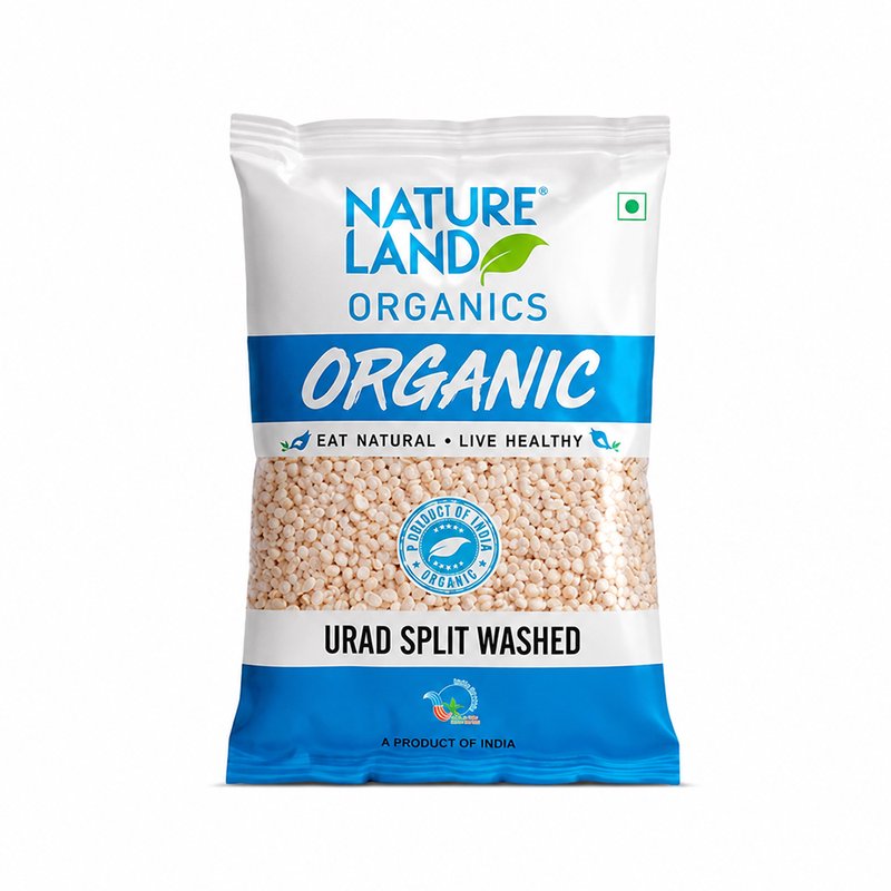 Natureland Organics Urad Split Washed 500g | 100% Organic Dhuli Urad Dal | Unpolished Split Black Gram for Dal, Khichdi & Everyday Cooking