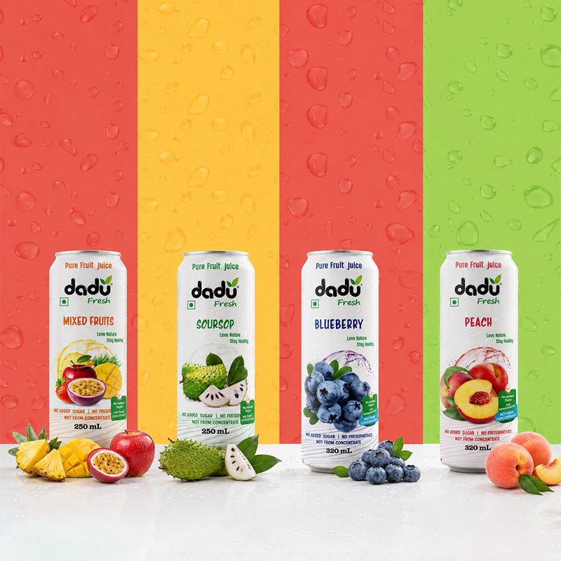 Dadu Fresh Blueberry, Soursop, Mixed Fruit & Peach Juice Combo |  4 Cans Combo | 100% Natural Fruit Juice Blend | Antioxidant Rich Healthy Beverage | No Added Sugar, No Preservatives & Not From Concentrate | Refreshing Superfruit Drink for Immunity, Hydration, Energy & Daily Wellness thumbnail 4
