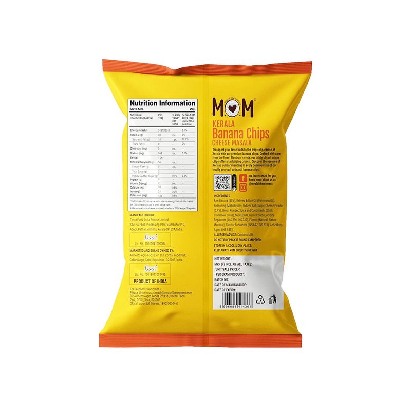 MOM Banana Chips Cheese Masala 75g | Super Thin & Crispy Kerala Style Banana Chips | Cheese Masala Flavoured | No Artificial Flavours | Zero Trans Fat thumbnail 2