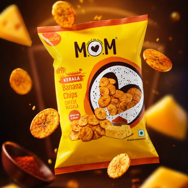 MOM Banana Chips Cheese Masala 75g | Super Thin & Crispy Kerala Style Banana Chips | Cheese Masala Flavoured | No Artificial Flavours | Zero Trans Fat