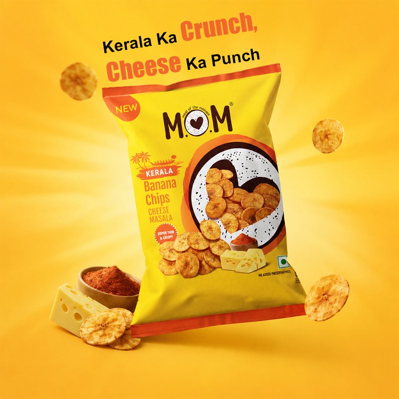 MOM Banana Chips Cheese Masala 75g | Super Thin & Crispy Kerala Style Banana Chips | Cheese Masala Flavoured | No Artificial Flavours | Zero Trans Fat