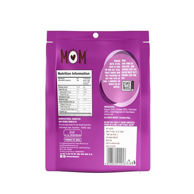 MOM Roasted Salted Nut Mix 12g | Premium Mixed Nuts | Ready-to-Eat Crunchy Snack | Single-Serve Pack thumbnail 2