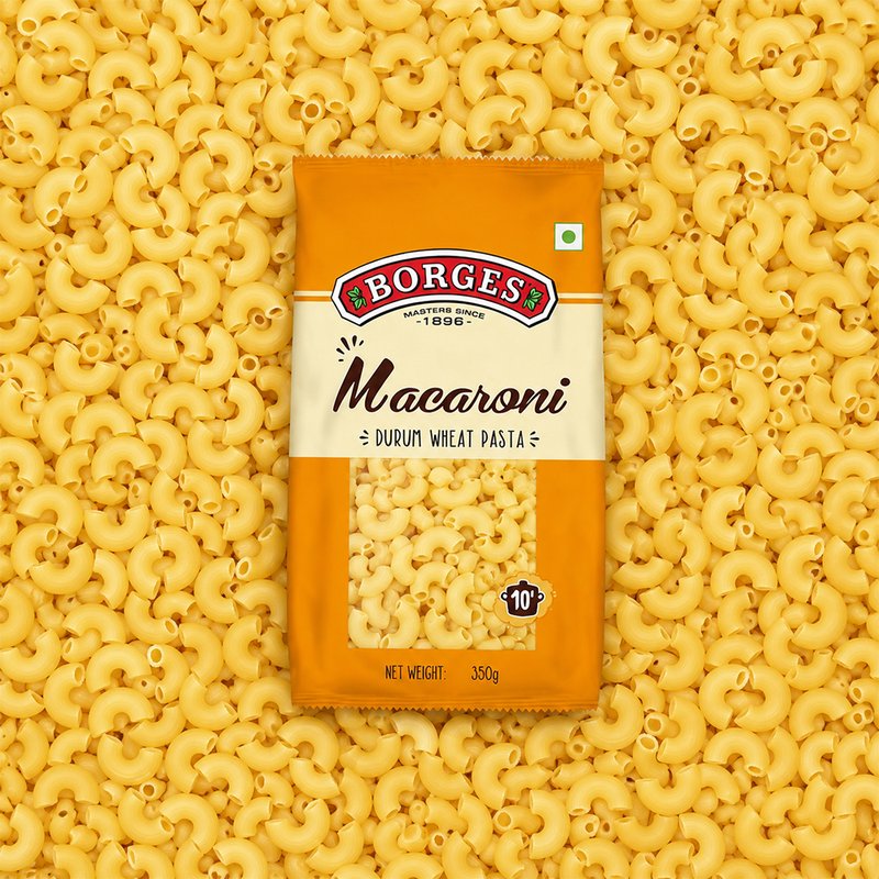 Borges Macaroni Pasta | Premium Durum Wheat Semolina Italian Pasta | Classic Elbow Macaroni | Perfect for Mac & Cheese, Baked Pasta & Creamy Recipes | 350g