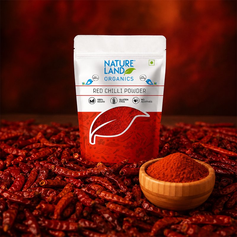 Natureland Organics Red Chilli Powder 100g | 100% Organic Lal Mirch Powder | Naturally Spicy Ground Red Chilli for Curries, Marinades & Indian Cooking
