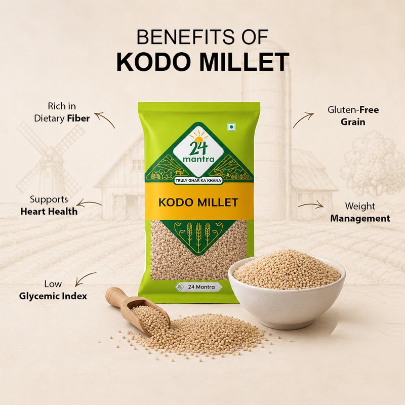 24 Mantra Organic Kodo Millet 500g | Whole Kodo Millet | High Fiber Ancient Grain | Healthy Rice Alternative