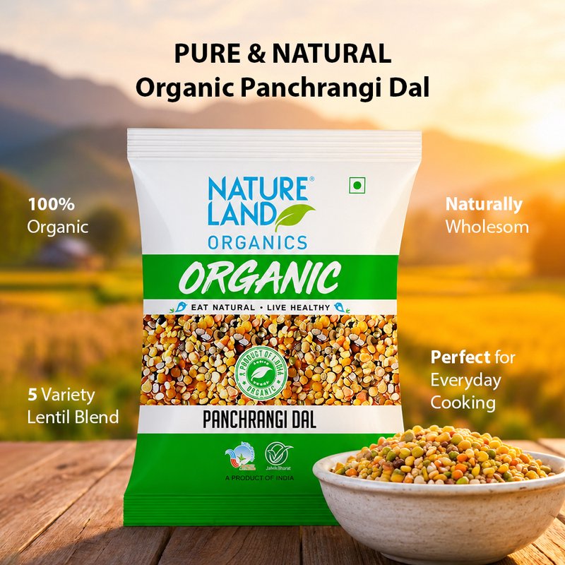 Natureland Organics Pachrangi Dal 500g | 100% Organic Mixed Dal | Protein & Fibre Rich Five Lentil Blend for Khichdi, Dal & Everyday Meals