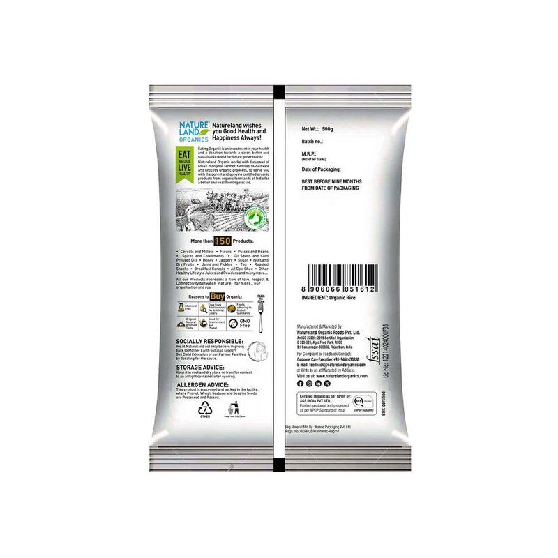 Natureland Organics Rice Flour 500g | 100% Organic Rice Flour | Finely Milled Gluten-Free Flour for Idli, Dosa, Snacks, Baking & Traditional Recipes thumbnail 2
