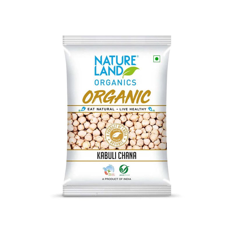 Natureland Organics Kabuli Chana 500g | 100% Organic Chickpeas | Protein & Fibre Rich White Chickpeas for Chole, Salads, Hummus & Everyday Cooking