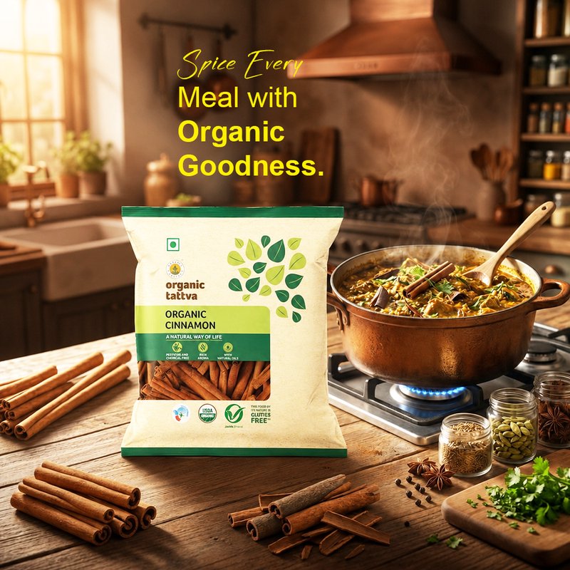 Organic Tattva Cinnamon | Organic Dalchini Sticks | Premium Quality Cinnamon | Aromatic Spice for Cooking, Baking, and Beverages