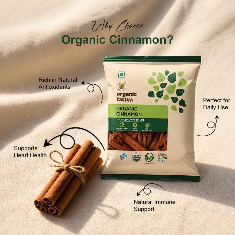 Organic Tattva Cinnamon | Organic Dalchini Sticks | Premium Quality Cinnamon | Aromatic Spice for Cooking, Baking, and Beverages