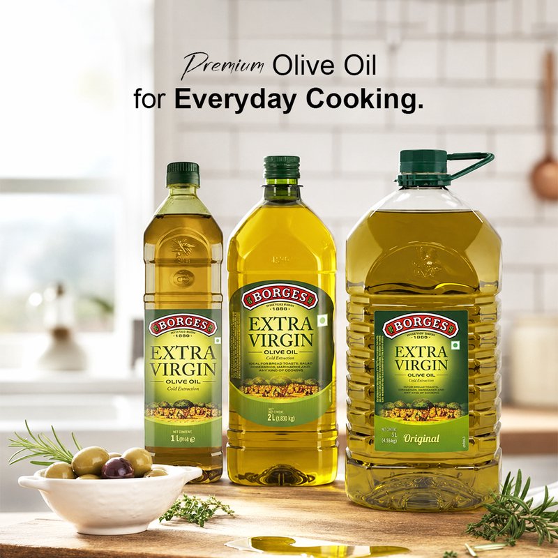 Borges Extra Virgin Olive Oil | Premium Cold Extracted Olive Oil | Ideal for Salads, Dressing, Dips & Everyday Cooking | PET Bottle