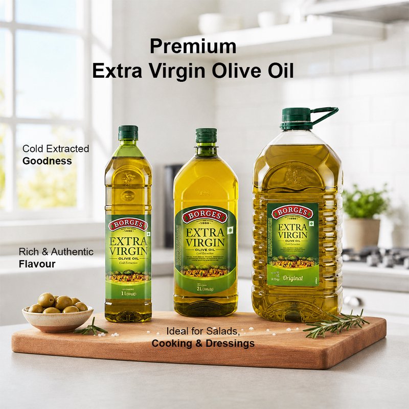 Borges Extra Virgin Olive Oil | Premium Cold Extracted Olive Oil | Ideal for Salads, Dressing, Dips & Everyday Cooking | PET Bottle