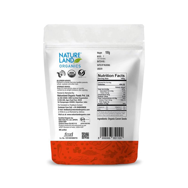 Natureland Organics Ajwain (Carom Seeds) 100g | 100% Organic Carom Seeds | Bold Aromatic Spice for Parathas, Tadka, Snacks & Indian Cooking thumbnail 2