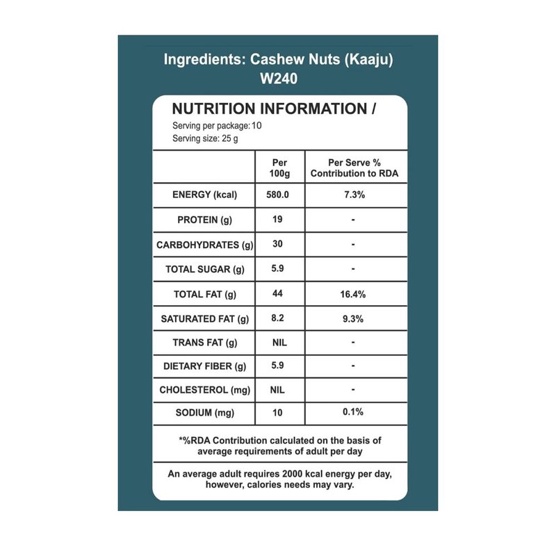 Taruwar Whole Raw Cashew Nuts W210 250g | Premium Non-Broken Kaju Classic | Crunchy & Creamy Dry Fruits | Protein Rich Healthy Snack | Raw Cashews for Cooking, Roasting, Sweets & Daily Nutrition thumbnail 2