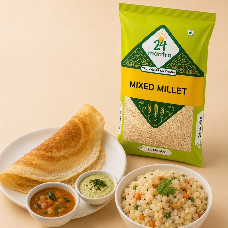24 Mantra Organic Mixed Millets 500g | Whole Grain Millet Blend | High Fiber | Superfood | Ideal for Khichdi & Porridge