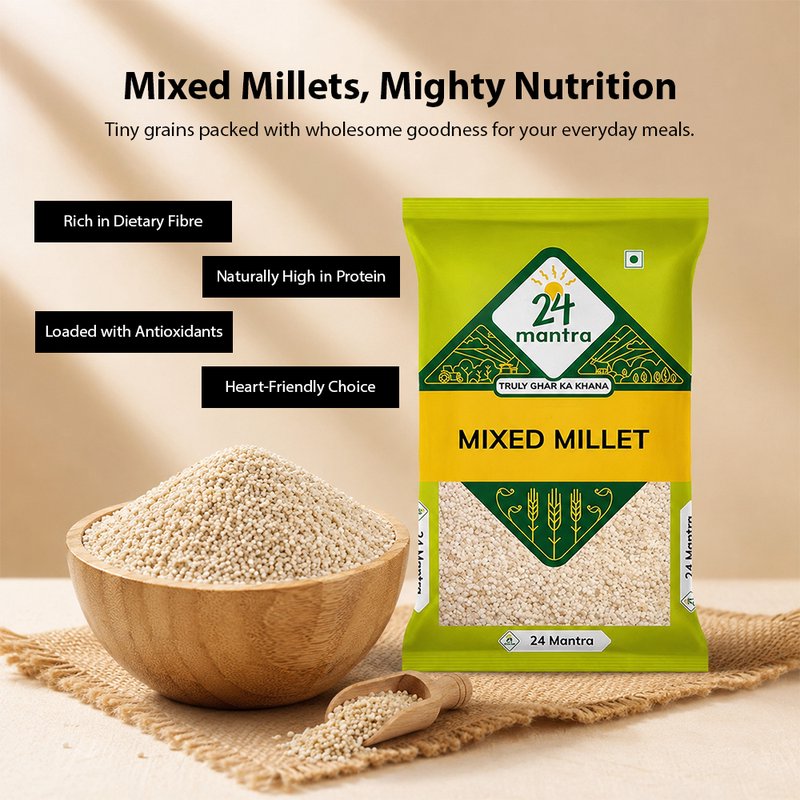 24 Mantra Organic Mixed Millets 500g | Whole Grain Millet Blend | High Fiber | Superfood | Ideal for Khichdi & Porridge